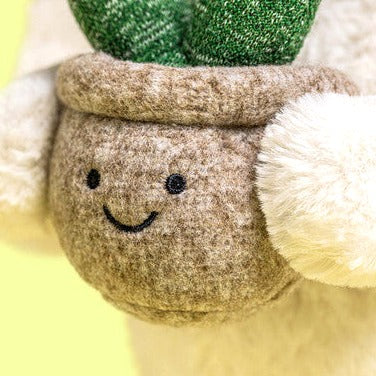 Cream Bunny with Plant