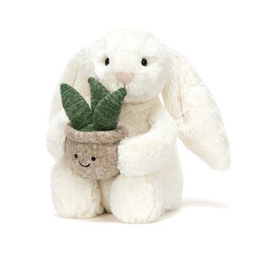Cream Bunny with Plant