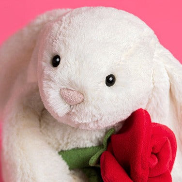 Cream Bunny with Rose