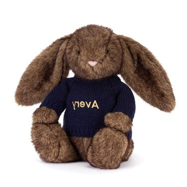 Hoppleston Luxe Bunny with Personalised Navy Jumper