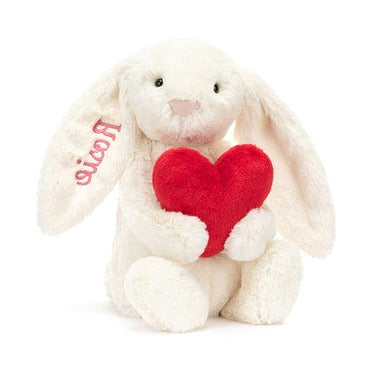 Personalised Bashful Red Love Heart Bunny Medium