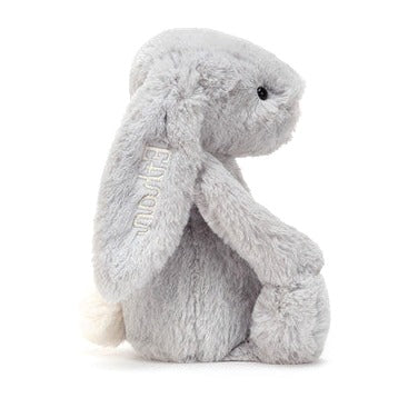 Personalised Bashful Silver Bunny Medium