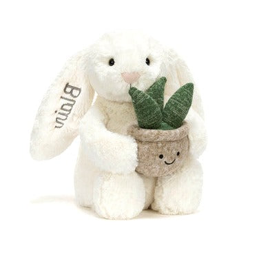 Personalised Cream Bunny with Plant