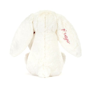 Personalised Cream Bunny with Rose