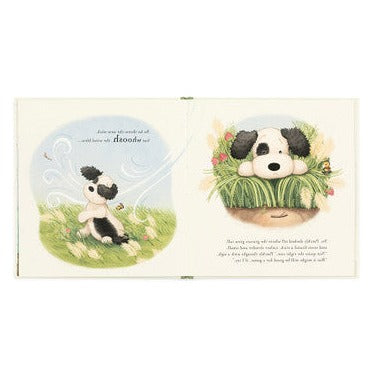 The Pick of the Sticks Book and Bashful Black & Cream Puppy Medium