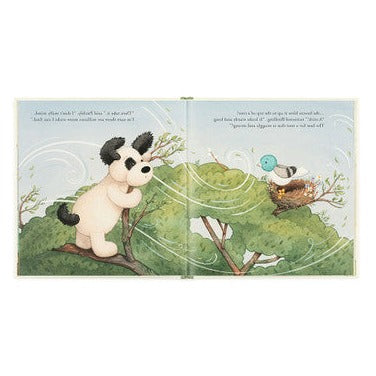 The Pick of the Sticks Book and Bashful Black & Cream Puppy Medium