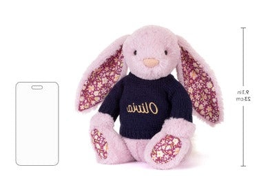 Thistlepop Blossom Luxe Bunny with Personalised Navy Jumper