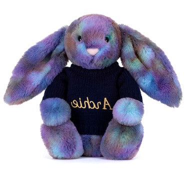 Zodihop Luxe Bunny with Personalised Navy Jumper