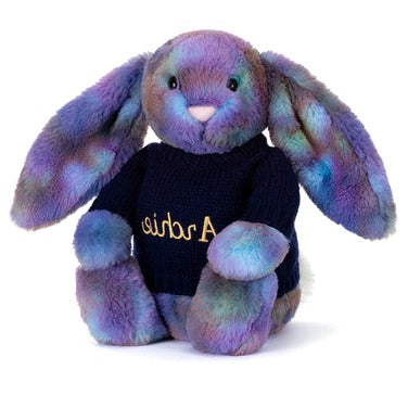 Zodihop Luxe Bunny with Personalised Navy Jumper